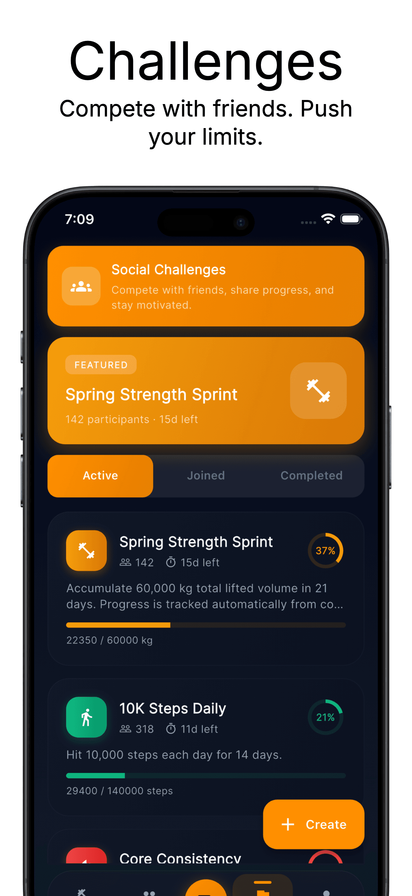 Challenges screen