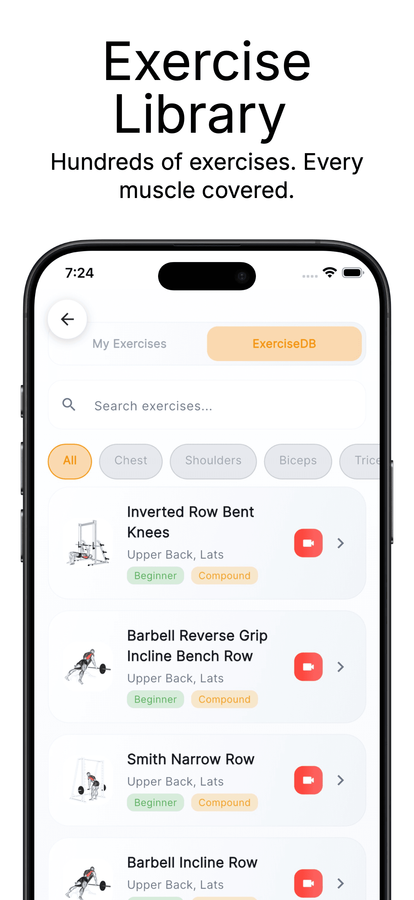 Exercise Library screen